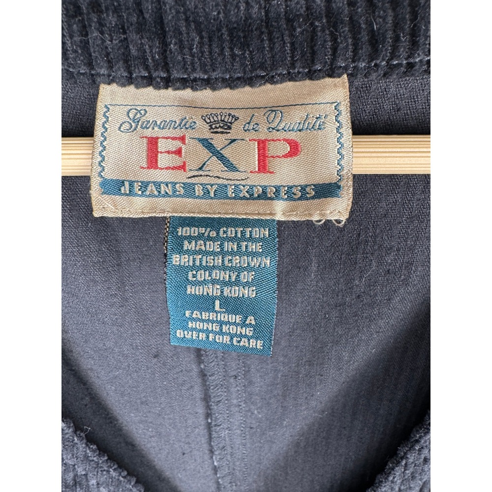 Vintage 90s EXP Jeans by Express Black‎ Corduroy Button Grunge Dark Academia L - Picture 3 of 6